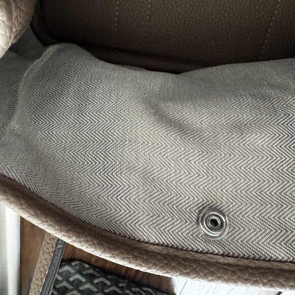 Leather Handbag Small Tote Taupe Silver Horse Carriage Taupe Logo - Picture 6 of 9